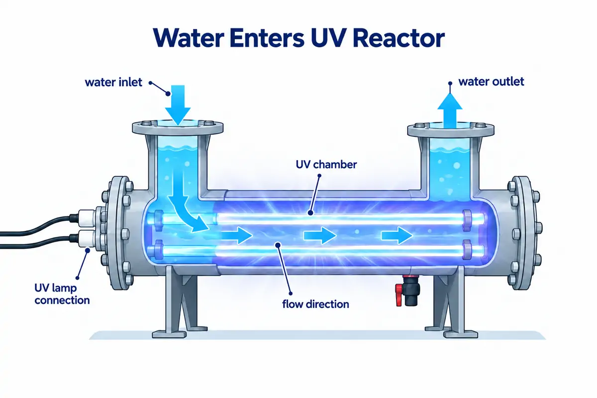 水接受 UV-C 照射