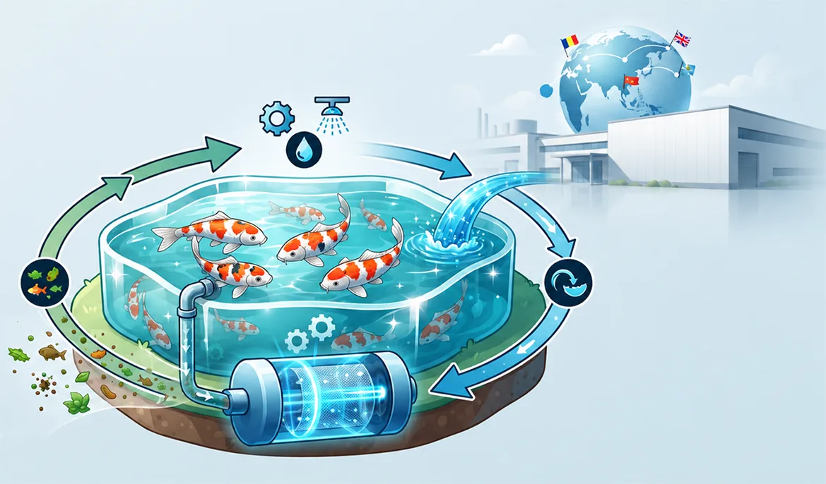 YUTANK factory supplies auto backwash drum filters for koi ponds & indoor recirculating aquaculture systems